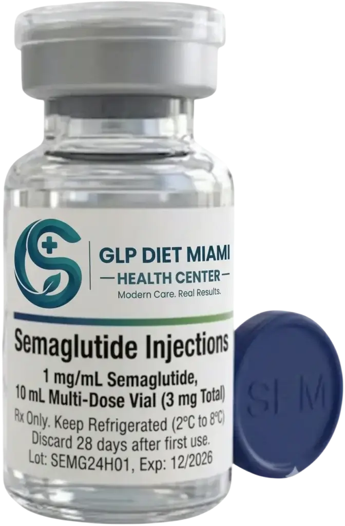Semaglutide injection vial used for physician-supervised GLP-1 weight loss treatment