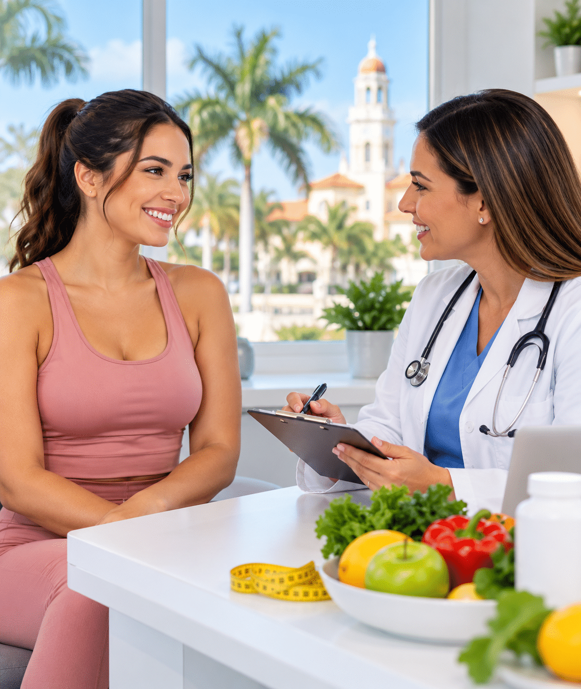 Medical weight loss services in Hialeah with a healthcare provider discussing a personalized wellness plan with a patient.